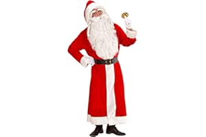 W WIDMANN MILANO Party Fashion - Kostüm Luxus Weihnachtsmann, Mantel mit Kapuze und Gürtel mit Schnalle, Nikolaus, Weihnachten, Karneval, Mottoparty