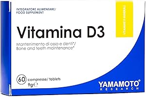 YAMAMOTO NUTRITION Vitamina D3 60 Compresse, Integratore Alimentare che Apporta 50 mcg di Vitamina D3 per Compressa, Fornisce Supporto a Ossa e Denti