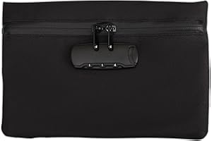 FENGQQKJ Geruchsdichte Tasche Safe Bag Tragbarer Tresor Wasserdichte Tasche mit Schloss Geruchsdichte Geldbeutel Tasche mit Zahlenschloss Dokumententasche Money Box Verschließbare Box Schwarz für Reiselagerung