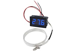 FBBULES 12V Termometro Digitale Industriale con Sonda Impermeabile a Termocoppia Tipo-K Sensore -30‑800℃ Temperatura Metro per Acquario Laboratorio,Blu