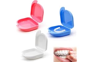 LUVADEYO Caja de aparatos ortopédicos, estuche de almacenamiento de 3 piezas, cubierta bucal para dentaduras postizas con orificio de aire, fresca para prótesis dentales, segura para aparatos de ortodoncia