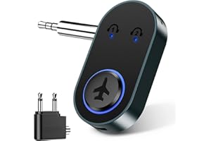 OQIMAX Bluetooth 5.3 Audio Transmitter, Bluetooth Headphone Adapter with Dual Connection, Portable Airplane Bluetooth Transmitter, 16H Playback, 3.5mm Aux Wireless Adapters for Home Stereo, TV, PC