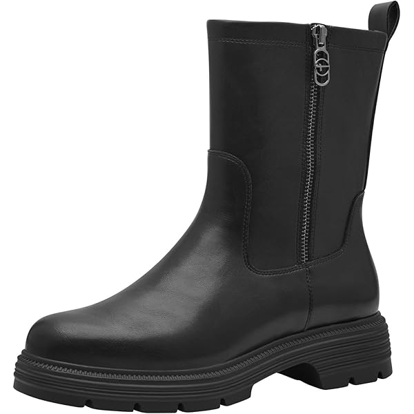 Tamaris Damen Chelsea Boots 1-25447-43 - Schwarz Mit 5,5 Cm Blockabsatz
