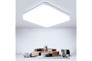 YICALE Plafon LED Techo Cuadrado,48W 6500K Lamparas Techo Modernos Blanco Frío,Ø30CM Super Brillante Plafón Luz Led Cocina,Panel LED para Dormitorio Baño Sala Pasillo Oficina