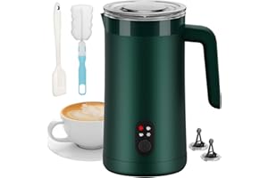 Ovetedot Montalatte Elettrico, 4-in-1 Montalatte Elettrico Cappuccino, 400ml Grande Capacità, Scaldalatte per Latte Caldo e Freddo, Schiumatore per Cappuccino, Latte, Macchiato(Verde)