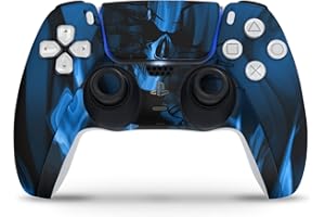 Skins4u Skins Folie Design Aufkleber kompatibel mit Sony Playstation 5 Controller PS5 DualSense Skin Schutz Cover Flaming Skull.png