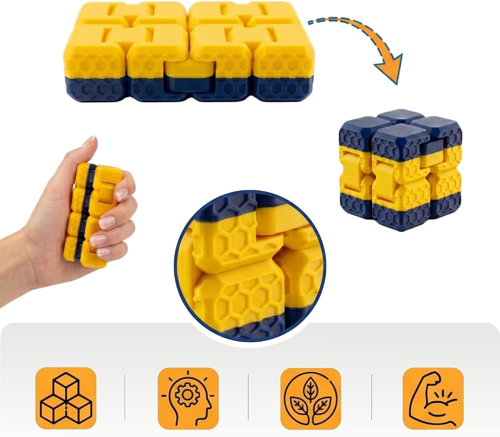 Taraftar Rengini Seç Fidget Cube - ( Sarı - Lacivert ) - Dayanıklı Stres Küpü ve Konsantrasyon Aracı