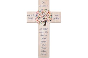 Fritz Cox® Kinder-Holzkreuz: 'Lebensbaum' Das besondere Geschenk für unsere Liebsten Taufe, Kommunion, Geburt 20 cm