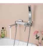 DEOLER Badewannenarmatur Aus Gebürstetem Nickel – Mit Handbrause, 180° Schwenkbarem Auslauf & Ausgleichsventil, Wandmontage Aus Messing
