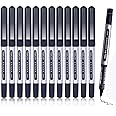 Liquid Ink Rollerball Pens, 12 PCS 0.5mm Extra Fine Point Pen, Quick-Drying Ink Rolling Ball Pens, Black Ink Pens for Office, Home, Company, School