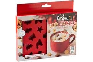 Decora, 0255235, Placca Tagliapasta Mini Milk CupCookies, ideale per realizzare 22 mini biscotti natalizi, da affondare nel latte per rendere unica la colazione di Natale.