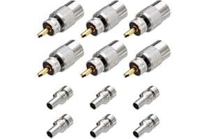 Greluma 6 Pièces Connecteurs Coaxiaux PL259, Connecteurs à Souder Mâles UHF avec Réducteur UG-175 pour RG-58, RG-213, LMR195, RG142