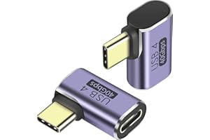PremiumCord Adapter USB 4, wtyczka USB-C na gniazdo USB-C 90° M/F, Ultra-Speed 40 Gbit/s, złącze USB typu C, aluminium, kolor szary