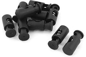 UXCELL sourcing map 10pcs Arrêt de Cordon Serrure de Cordon Verrou de Cordon à Ressort bloqué Cordon Glisser Cordon pour Vêtement Sac Lacet Camping plastique noir trou 6mm dia