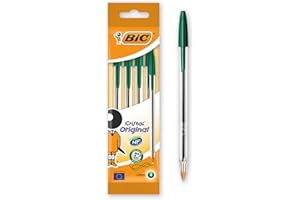 BIC Cristal Original Stylos-Bille Pointe Moyenne (1,0 mm) - Vert, Pochette de 4
