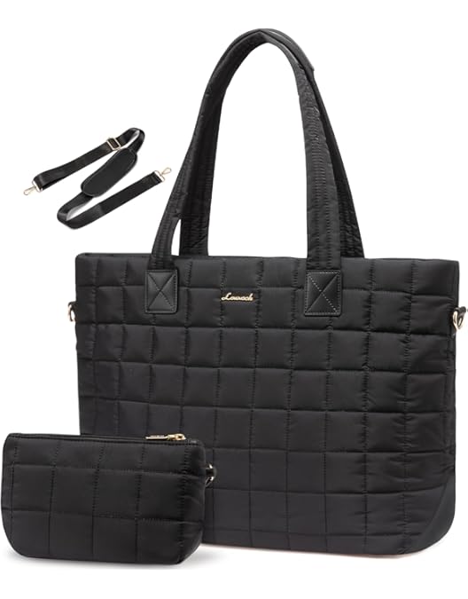 Prite Tote Bag Voor Vrouwen Grote Gewatteerde Puffer Schoudertas Lichtgewicht Zachte Handtas Leraar Verpleegkundige Schoudertas voor Werk Reizen Gym School, Roze, Large
