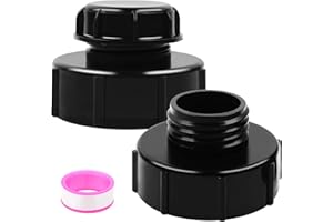 MaxEarn 2 adaptadores de tanque IBC con tapa, S100 x 8 a S60 x 6, adaptador de conexión de válvula de IBC de rosca gruesa, para tanques de agua de lluvia, contenedores IBC