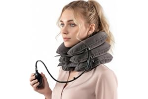 Spinegear Inflatable Cervical Neck Traction Device – 3 Layer Adjustable Neck Stretcher Air Pillow Brace for Spine alignment & Shoulder neck Pain Relief, Muscle Strain Support – One Size Fits All