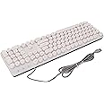 DNEI RBG Computer Keyboard, 104 Keys Wired Mechanical Gaming Keyboard Round Keycaps for E-Sports (White)