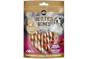 Zeus BetterBones Bâtonnets à mâcher torsadés pour chien, avec arôme de canneberge et de viande de canard, 10 cm