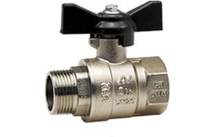 DIELLE VALVOLA A SFERA 1/2" MASCHIO/FEMMINA MANIGLIA A FARFALLA LEVA CORTA