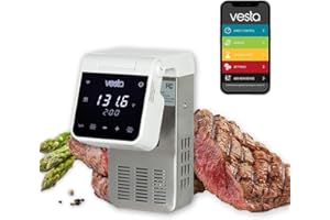 V VESTA PRECISION Vesta Precision Termocircolatore Cucina Bassa Temperatura SV81 Imersa Elite 1500W con Applicazione Controllo Wi-Fi | Immersione impermeabile IPX7 | Temperatura di lavoro 20°C - 95°C | Colore bianco
