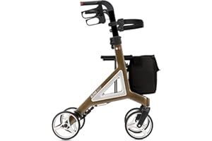 Bischoff & Bischoff Alevo Alu Rollator SH 58,5cm, faltbar – Leichtgewicht-Rollator für drinnen und draußen, Gehwagen mit stabilem Sitz und abnehmbarer Tasche, Platin