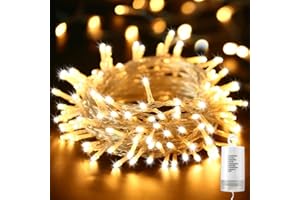 ‎QEDERTEK Qedertek Weihnachtsbeleuchtung Außen Batterie 20M 200 LED Lichterkette mit Timer, Wasserdicht Lichterkette für Außen Innen Party Weihnachtsbaum Dekoration (Warmweiß)
