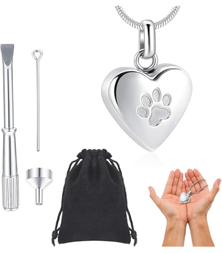 Defunto Prezzo Collana Urne Ceneri Per Animali | 2 Pezzi In Acciaio Inox Con Ciondolo Zampa Urne Ceneri Animali - Foto 3