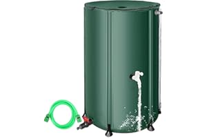 FAMIROSA Récupérateur d'eau de pluie pliable pour jardin, réservoir d'eau, collecteur d'eau de pluie avec couvercle et robinet, protection anti-débordement, résistant aux intempéries, vert, 380 l