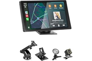 CEMOFE 8 Pulgadas Pantalla Carplay Coche Tactil Pantalla para Coche con Camara Trasera Pantalla Android Auto Portatil Inalámbrico con Mirror Link Navegación GPS Control por Voz Entrada AUX FM