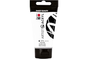 Marabu 12200003970 - Artist Acryl titanweiß 75 ml, feine Acrylfarbe in Künstlerqualität, auf Wasserbasis, pastose Konsistenz, hoch pigmentiert, sehr gute Brillanz und Deckkraft