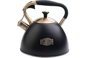 NIKTULE Acero Inoxidable con Silbato Duradero 3 litros, hervidor Agua silbido para hervir Agua, té café para Placa Cocina electrónica