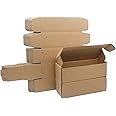 STRBOXONG Small Shipping Boxes, 200 x 53 x 53 mm Long Narrow Maxi Letter Boxes for Postal Mailing, Shipping Bags, Goods Shipment, Brown Packaging Boxes for Business, Storage or Gift Box (Pack of 10)