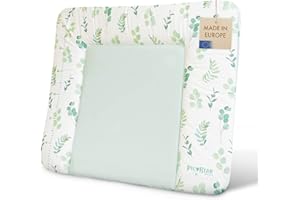 PIC BEAR Cambiador Honey | suave cambiador | certificado Öko-Tex 100 | lavable y fácil de limpiar (72 x 85 cm, hojas verde)