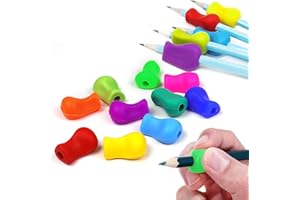 beidaiby 10 Pcs Pencil Grips for Children Handwriting,Colorful Pencil Grips for Kids and Adults,Pen Training Grip,Silicone Corrector Writing Tool for Preschoolers,Adults,Special Need Lefty or Righty