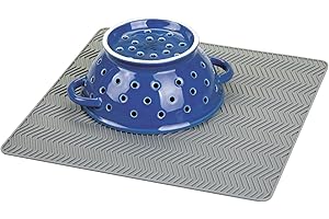 ‎MDESIGN mDesign Abtropfmatte Silikon in grau – Spülablage für die Küche - auch als Untersetzer für Töpfe und Pfannen bestens geeignet – spülmaschinenfest