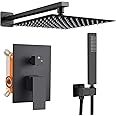 Solepearl Black Shower Set Concealed Shower System, Bathroom Luxury Rain Shower Mixer Combo Set with 10-Inch Shower Head, Rough-in Valve Body, Handheld Spray Head, Stainless Steel & Brass