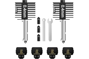 YOOPAI Bamboo Lab A1/A1mini Hotend Kit, High-Temperature 0.4mm Hotend for Bambu Lab A1/A1 mini, Hardened Steel Nozzle with 4 Silicone Cover Sock and 3 Replacement Nozzles (0.2/0.4/0.6mm), Pack of 2