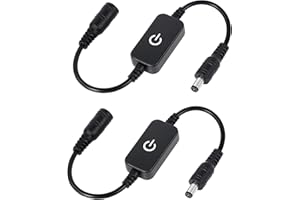 GELRHONR Kabel DC Power Inline Switch, 2 szt. LED Strip Light Touch On/Off przełącznik DC Jack (5,5 x 2,1 mm) kabel do jednokolorowych taśm LED, lamp ściennych i innych urządzeń DC 12 V