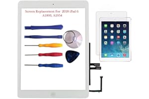 NewHail for 2018 iPad 6 Glass Touch Screen Digitizer Replacement Kit Black A1893 A1954 with Home Button Flex, Adhesive Tape, Screen Protector, Instruction Manual and Repair Toolkit