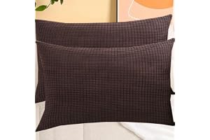 Stretch Corduroy Pillowcases 2-pack Super King Size Pillow Cases, Mjuka Dekorativa Kuddfodral Storlek På Anpassad Osynlig Dra
