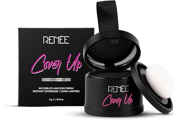 RENEE Cover-Up Hair Powder - Black Covers Grey Roots & Bald Spots Instantly Highly Pigmented, Fuller & Denser Look Long-Lasting Matte Finish Fine Powder Flawless Application 4gm