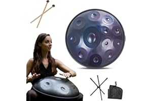 LXHGVKHJ Strumento Handpan - 432Hz/440Hz 9/10/ 12 Note - Steel Tongue Drum da 55cm - Hand Pan Drum con Supporto per Battenti per la Guarigione del Suono (Size : 432Hz, Color : BLUE_12 NOTES)