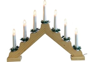 ‎MULTISTORE 2002 Kerzenbrücke mit 7 Lichtern, Natur, Lichterbogen Schwibbogen weihnachtliche Lichterdeko Indoor Dekoration
