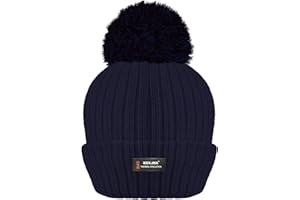 RockJock Ladies Womens Winter Pom Pom Ribbed Beanie Hat with R40 Advanced Thermal Insulation