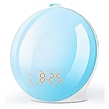 Sunrise Alarm Clock Wake Up Light - Light Alarm with Sunrise/Sunset Simulation Dual Alarms and Snooze Function, 7 Colors Atmosphere Lamp, 7 Natural Sounds and FM Radio, Built-in Phone Charging Port