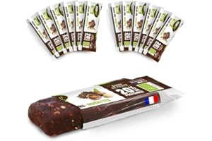 Gourmiz' - 12 x 40gr (20% proteína), barritas energeticas, avellanas, cacao crudo, dátiles, barritas proteinas sin azucar añadido, sin gluten, vegano, snacks, protein bar, proteina vegana