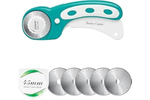 Headley Tools Rollschneider mit 5 Ersatzklingen, Stoffschneider mit Ergonomischem Griff und Sicherheitsverschluss Rollschneider 45mm für Stoff, Leder, Basteln, Nähen, Quilten (Grün)