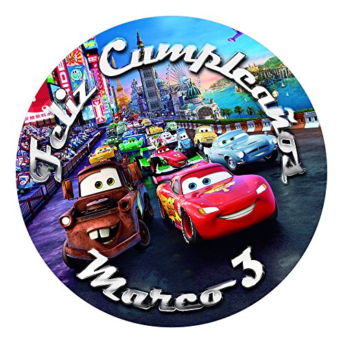 OBLEA de Papel de azúcar Personalizada, 19 cm, diseño de Disney Cars